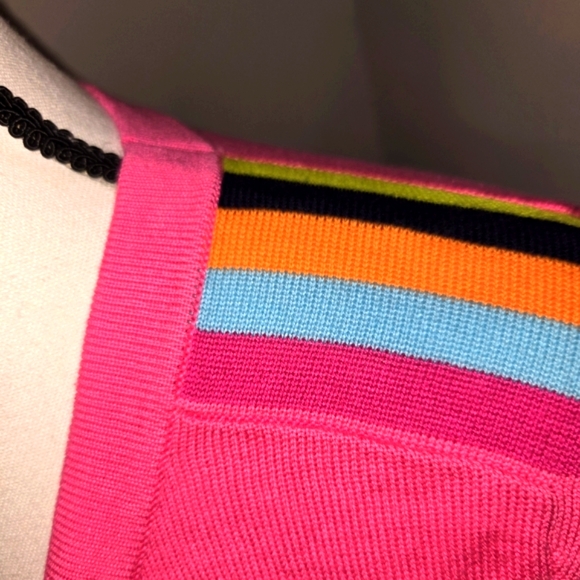 Belle by Kim Gravel Pink Sweatshirt with Striped Sleeves - Picture 6 of 7